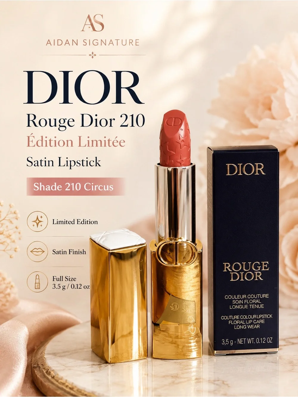 Dior Refillable Case & Rouge Dior 210 Circus Satin Lipstick Limited Edition